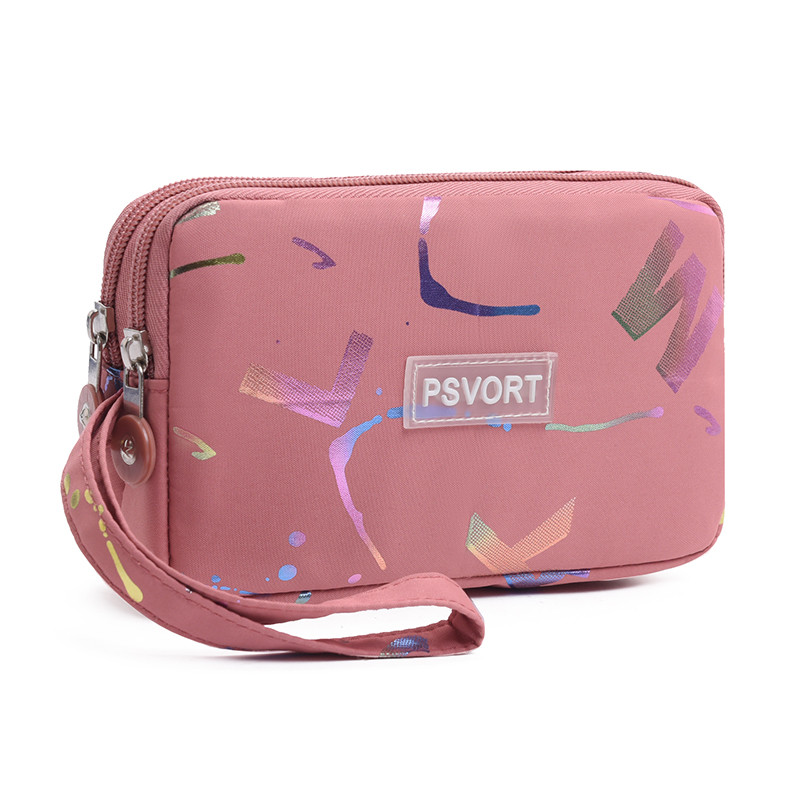 Moda Multi-camada zíper grande capacidade tela grande saco chave do telefone móvel saco tecido embreagem moeda bolsa sen