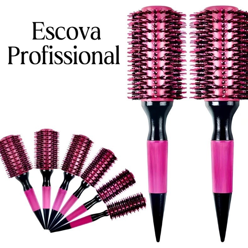 Escova Térmica de Cabelo com Cerdas de Javali Secagem Rápida e Modelagem Profissional ANJIN