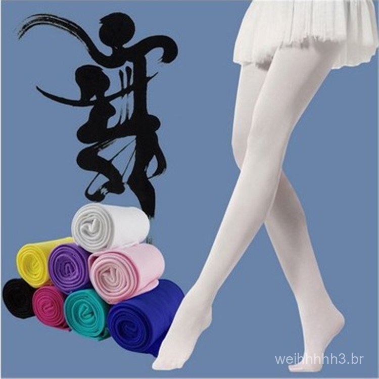 Primavera verão estilo fino 80d veludo meias de dança infantil meninas Ballet meias grandes meia-calça branca