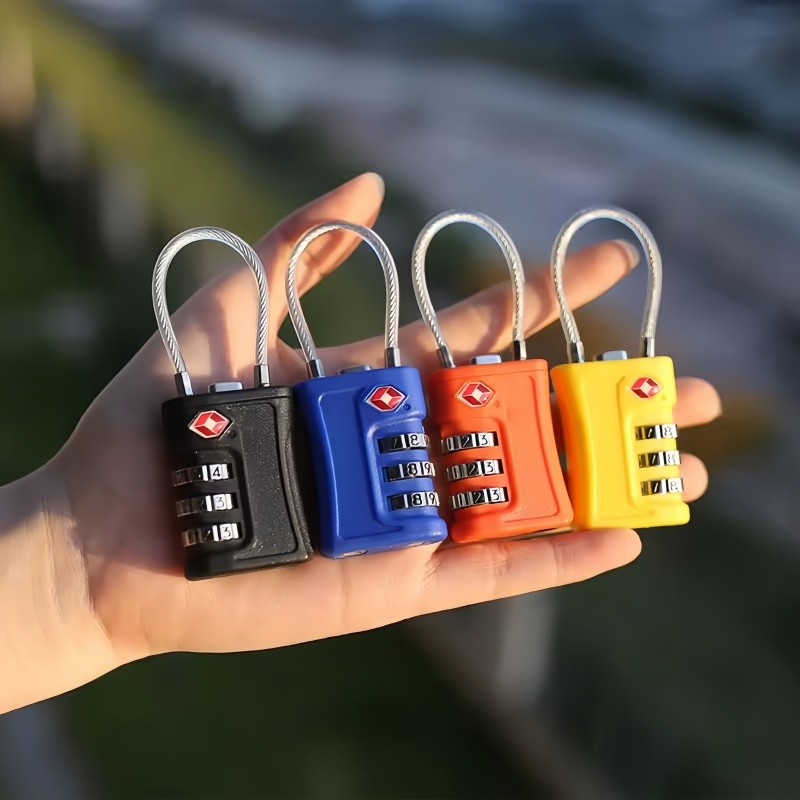 Imagem 1/3pcs Cadeado TSA Portátil com Segredo Senha Cabo Aço Para Mala Viagens Bagagem Armario Academia