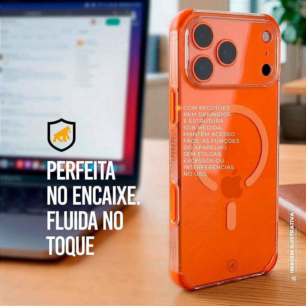 Capa case capinha para iPhone 17 Pro - Crystal Edge Magsafe - Laranja - NÃO AMARELA - Gshield
