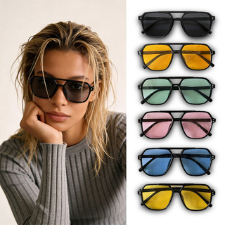 KIT 1/2/4/6 Peças Óculos De Sol Retrô De Feixe Duplo L arge Frame Ocean Lens Fashion Sun …