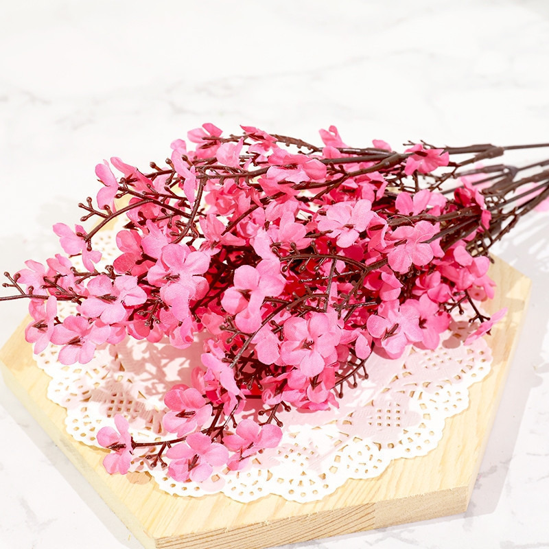5 Buquês Flor Rosa Artificial Cerejeira Mosquitinho Para Decoração Montagem de Arranjos - A-503 Rosa