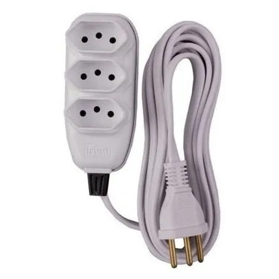Extensão Compacta 2p+t Com Cabo Pp Chato 10a 250v 10m Branco
