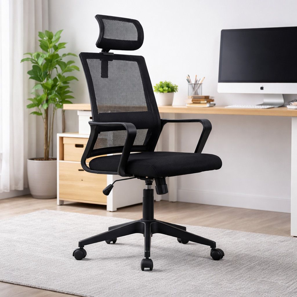 Cadeira Escritório Ergonômica Tela Encosto Para Cabeça Giratória Conforto Home Office Escritório