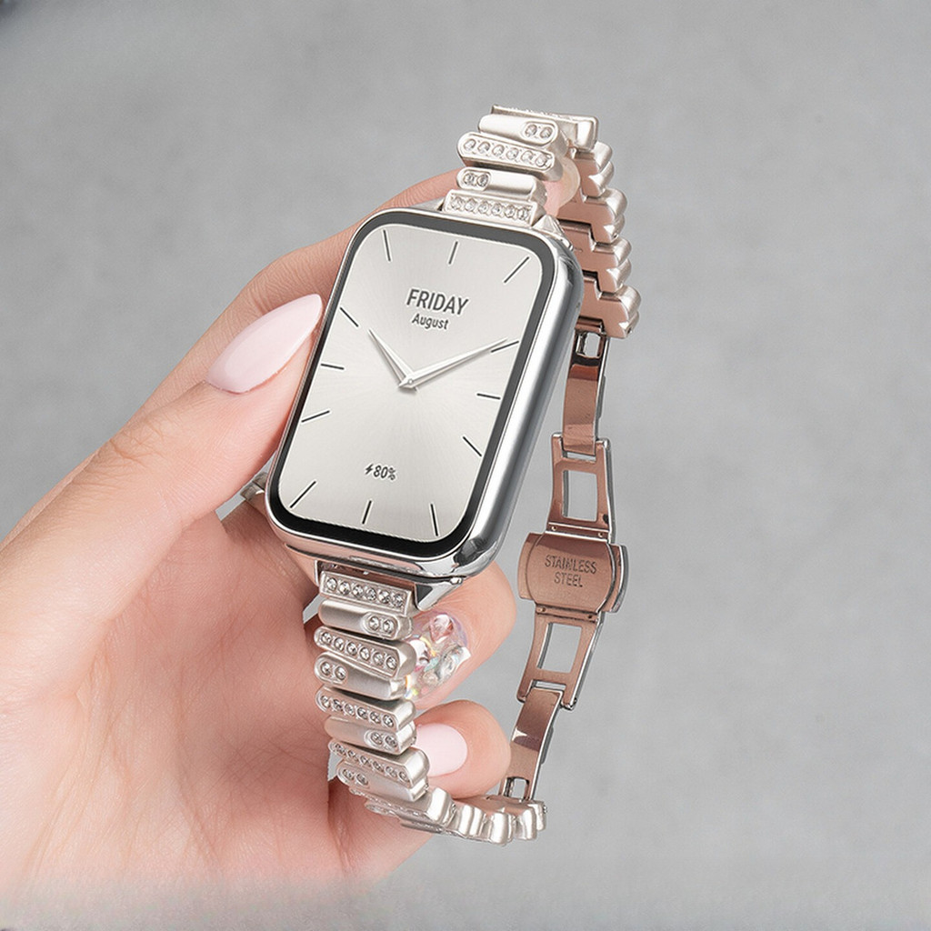 Luxo Fino Irregular Banda Para Samsung Galaxy Fit 3 Smartwatch Relógio Inteligente Diamantes Pulseira De Metal Acessório