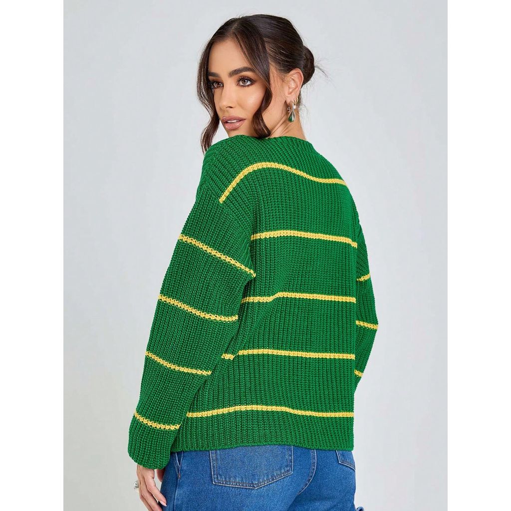Detalhes do Casaco Tricot Ponto Crochê com Botões Modelagem Moderna  Textura Encorpado Estilo Europeu Clean Outono Inverno