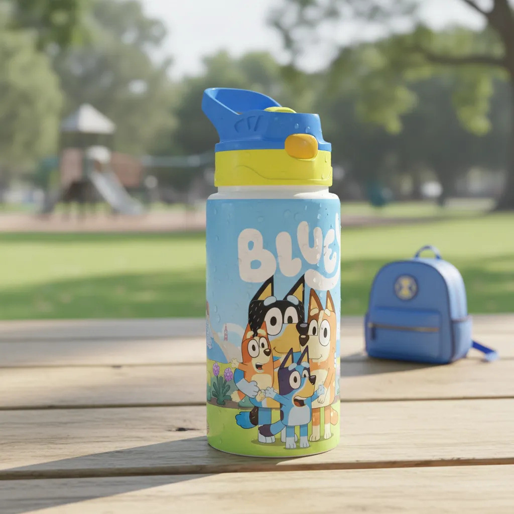 Garrafa Squeeze Inox Térmica Bluey Com Nome Personalizado