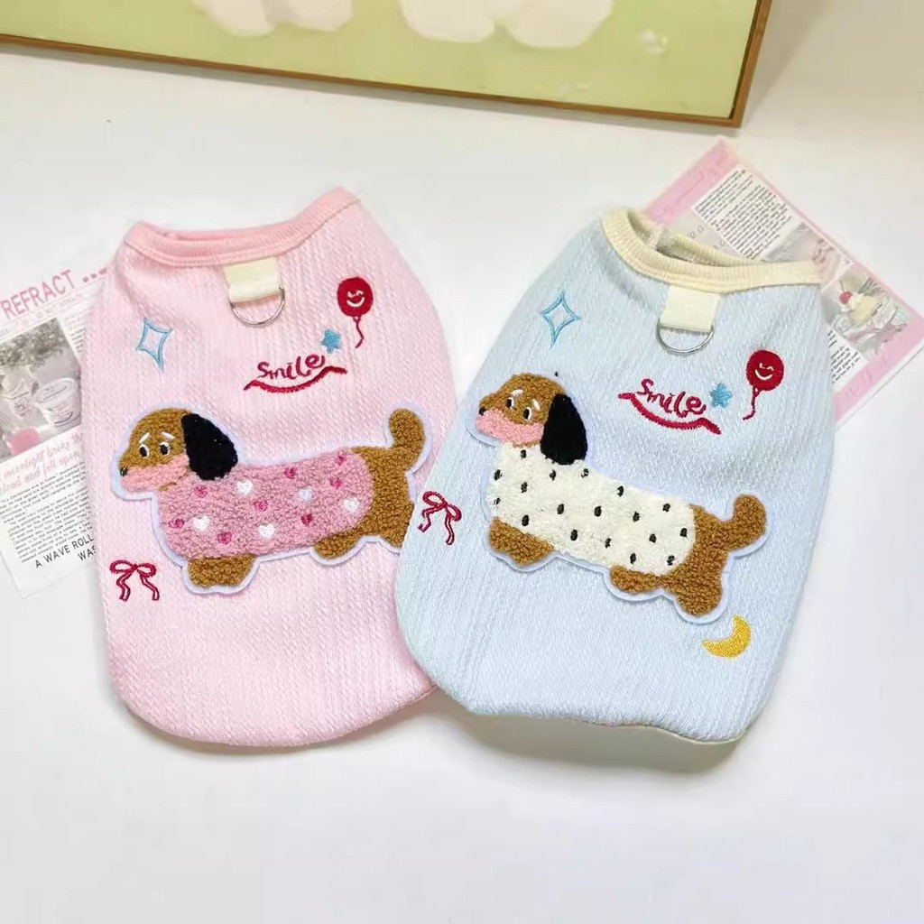 Roupas para cães primavera verão novo estilo bonito colorido Dachshund colete com fivela de tração Teddy Bichon pequeno