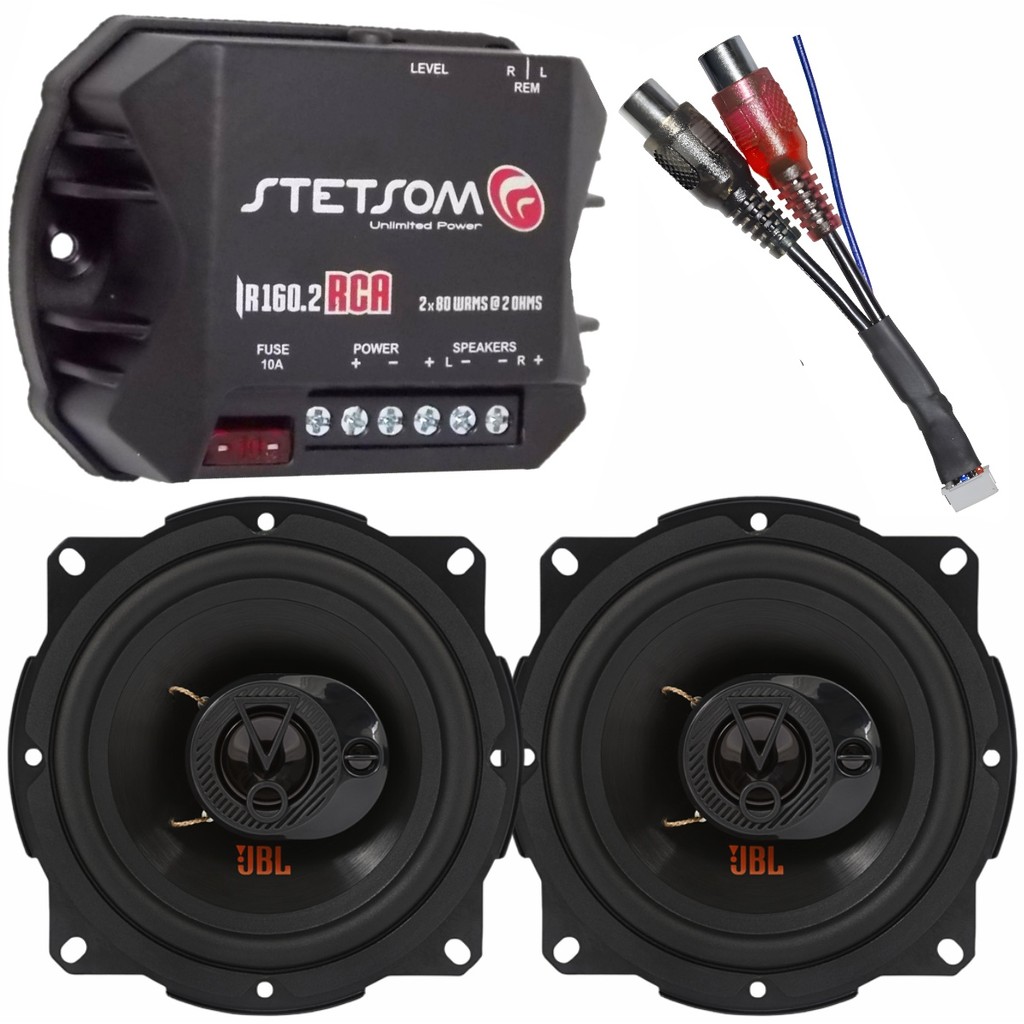 Kit Módulo Amplificador Stetsom IR160.2 + Par Alto Falantes 5 pol JBL Triaxial 5TRFX55 110W potente