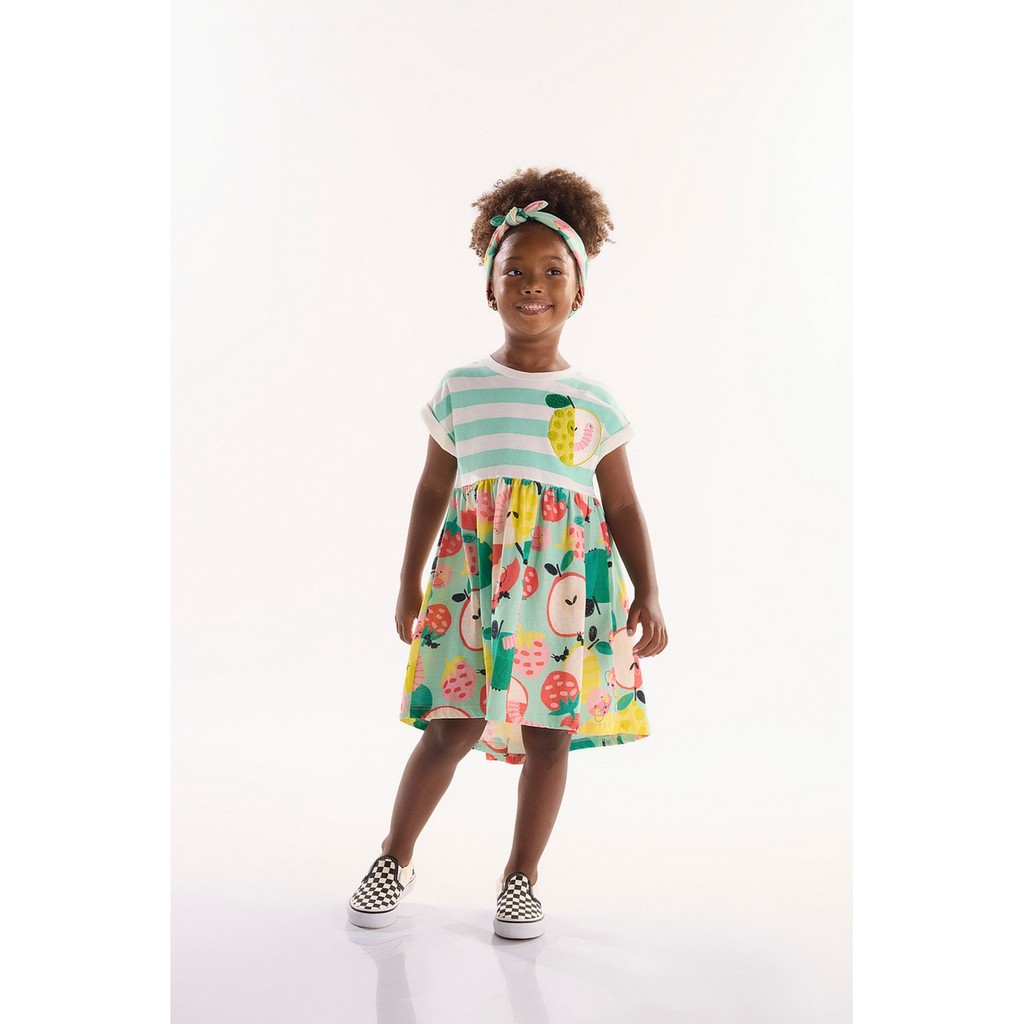 Vestido Infantil Pomar Feliz em Meia Malha Três e Já