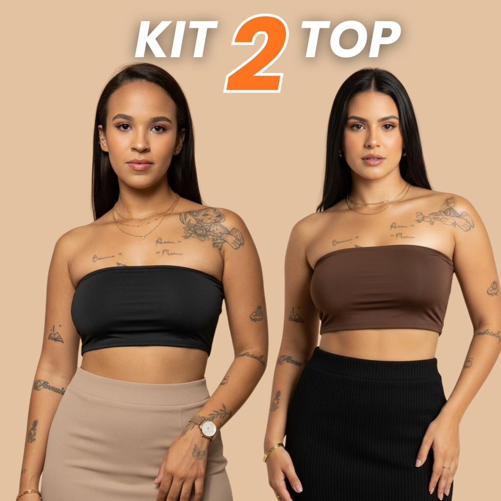 Kit 2 Cropped Top Tube Feminino Sem Bojo Tomara Que Caia Suplex Confortável Verão