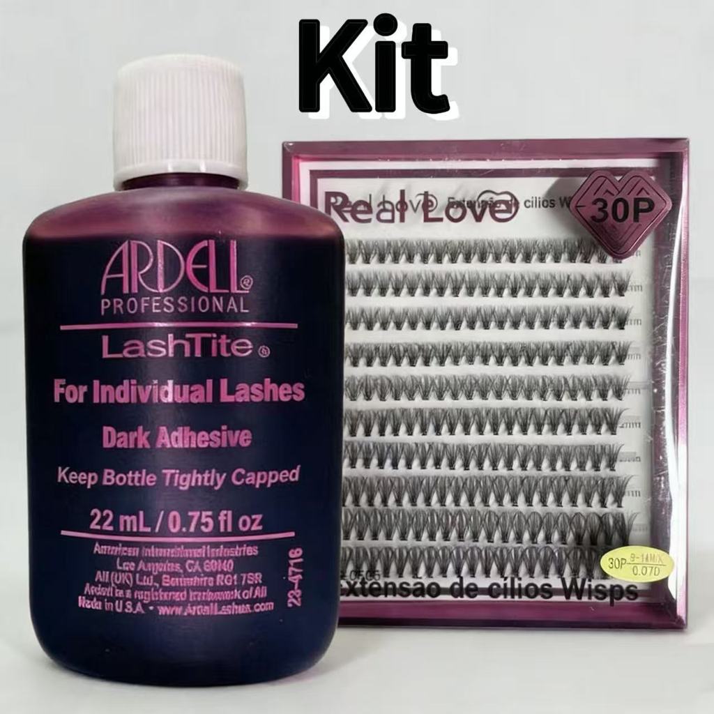 kit com Cílios caixa mix 30P-D-9-14 Mix New Show +COLA PROFISSIONAL PARA CÍLIOS 22ML - ARDELL - ROXA