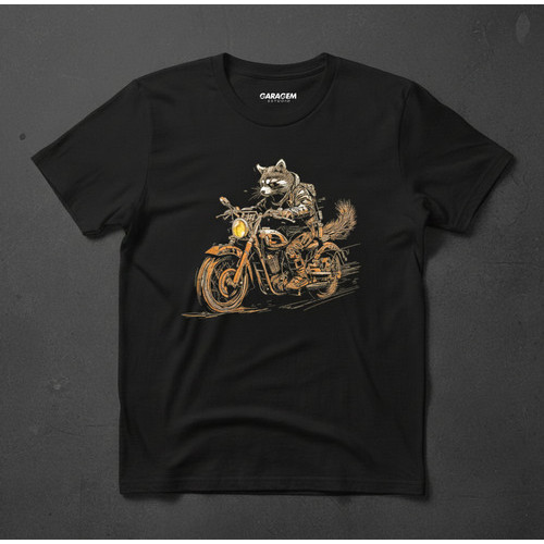 Camiseta Premium 100% Algodão Rocket Raccoon Guaxinim Moto Custom