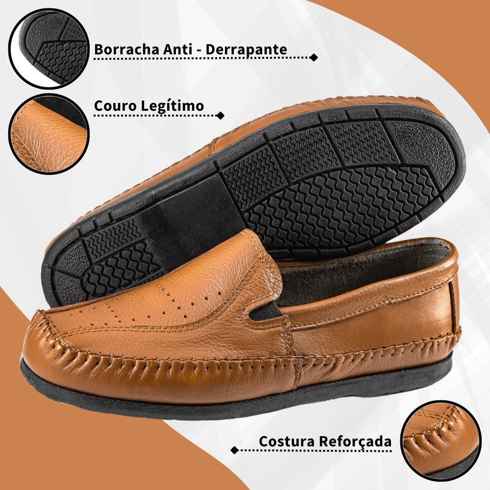 Sapato Sapatilha Mocassim Masculino de Couro Legitimo Leve  Macio Solado Costurado Envio Imediato em Oferta na Shopee