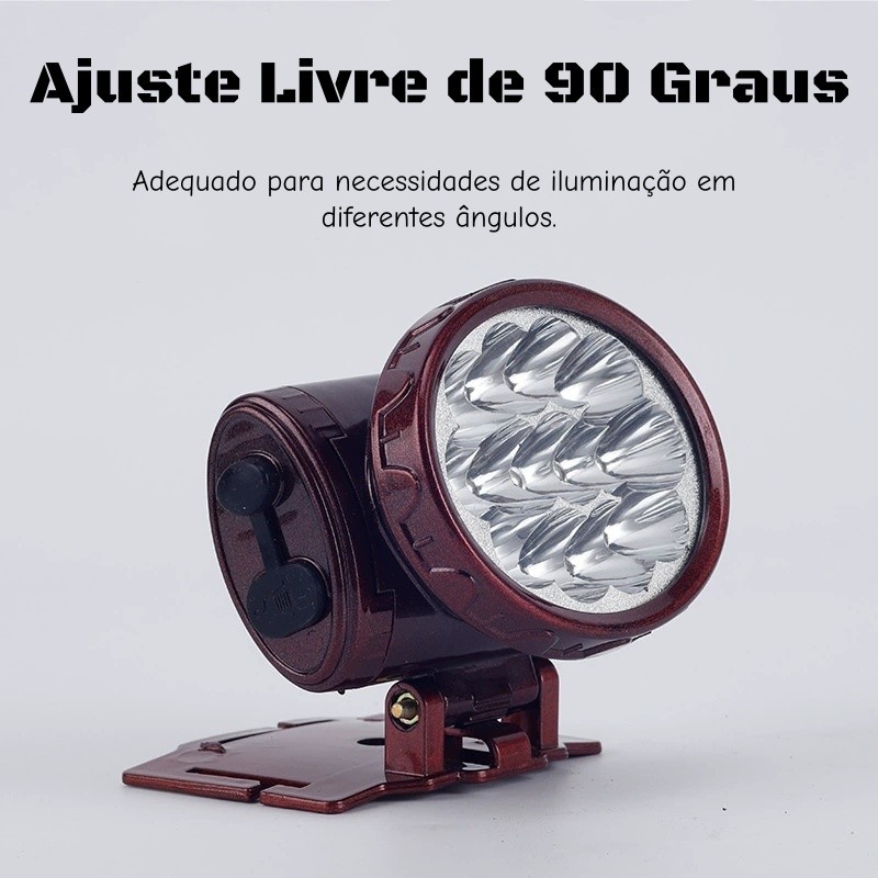 Lanterna de Cabeça LED Recarregável com 13 LEDs Alto Brilho e Ângulo Ajustável para Emergência e Trabalho