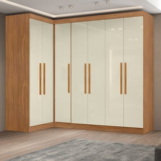 Guarda-roupa de Canto Modulado 7 Portas Paris Cinamomo/Off White em Oferta na Shopee