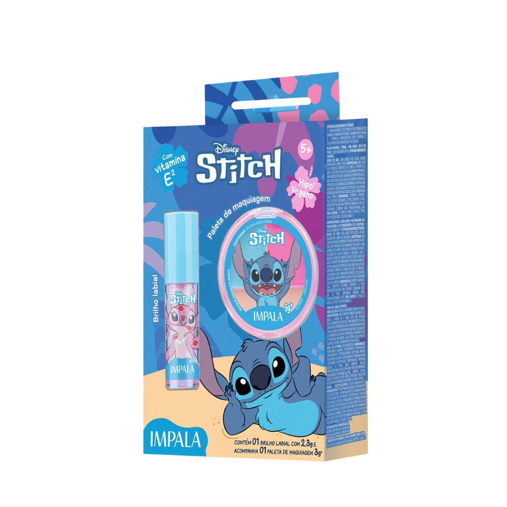 Kit Paleta Maquiagem Stitch E Brilho Labial Angel Impala em Oferta na Shopee