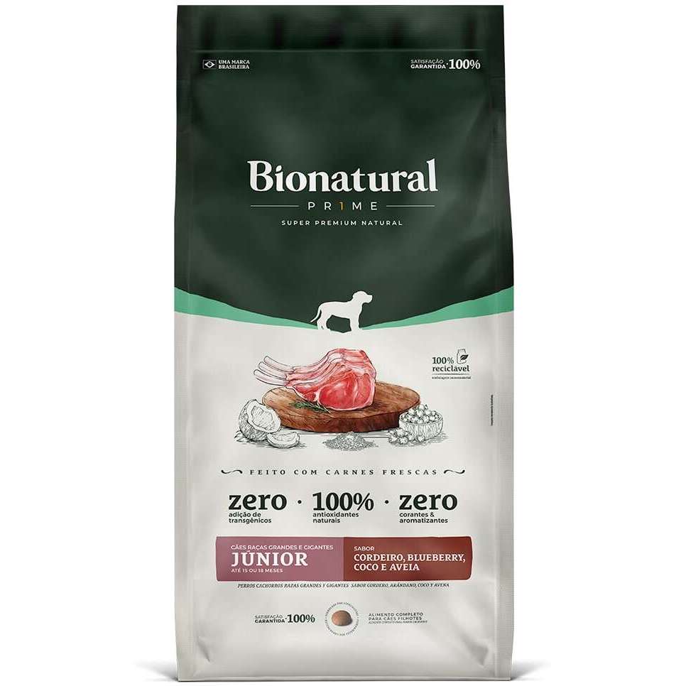 RAÇÃO BIONATURAL CAES RAÇAS GRANDES E GIGANTES JUNIOR CORDEIRO 20 KG