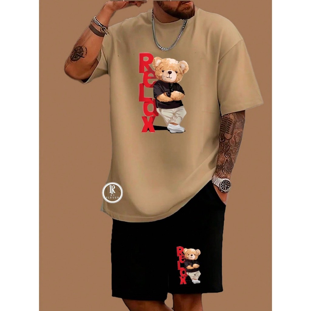 Kit Camiseta Masculina 100% Algodão Bermuda Moletom Lançamento Estampada Relax Confortavel   Faby Shop Modas