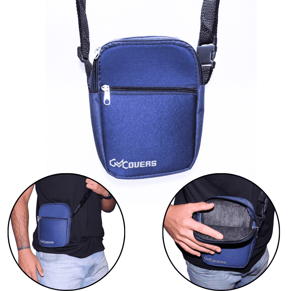 Bolsa de Ombro Shouder Bag Azul 2 Zíperes alça regulável