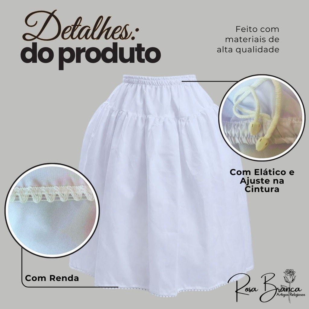 Roupa Saia Branca Ração Oxford Umbanda Candomblé 3m De Roda — imagem 2 de 2