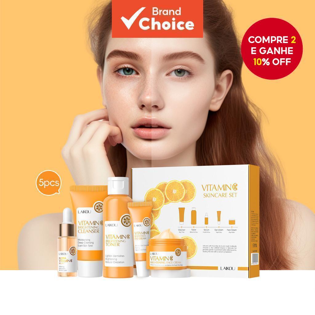 LAIKOU Vitamina C 5pcs/Set Brightening Skincare Clareia As Manchas Anti-Envelhecimento Suave