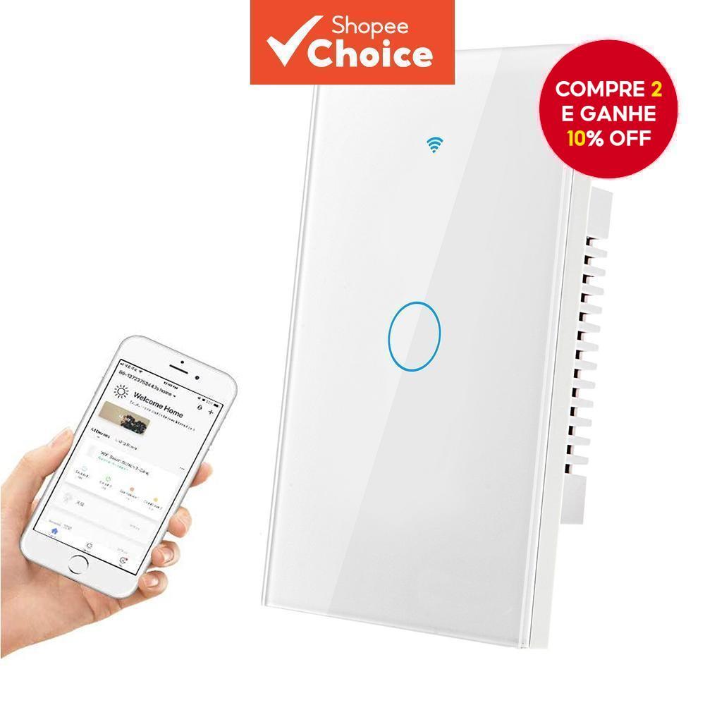 Funciona com Interruptores de Luz Led de Parede Wifi Tuya Smart Life com Controle Remoto, Sensor de Toque e Controle por