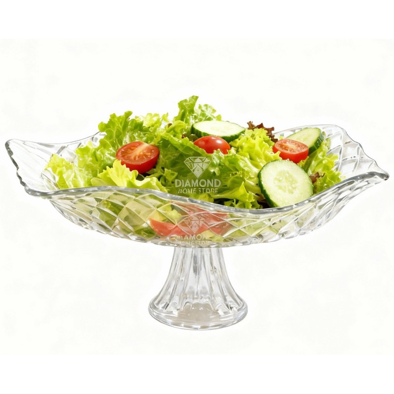 Saladeira e Fruteira de Vidro com Pé – Centro de Mesa Diamond para Cozinha e Decoração em Oferta na Shopee