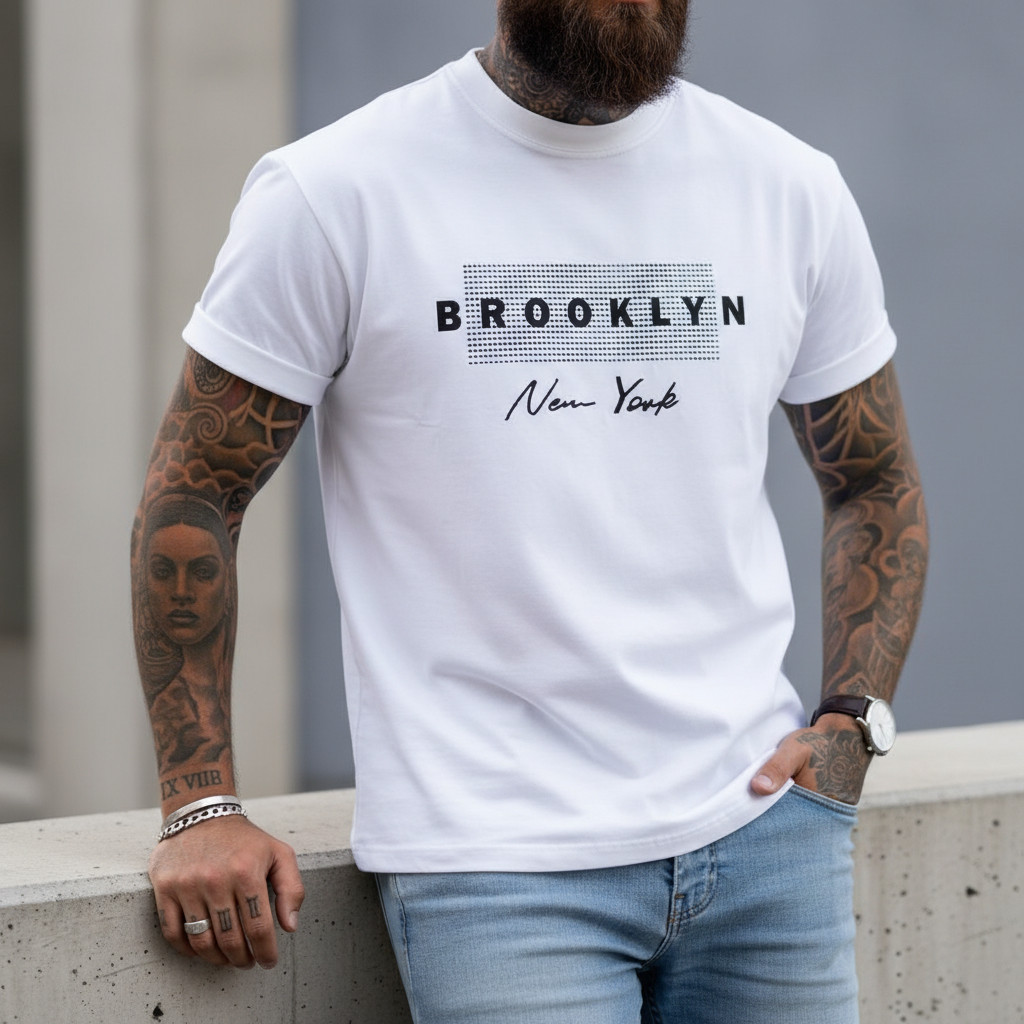 Camiseta Básica Streetwear Brooklyn New York Unissex Novidade Lançamento Algodão