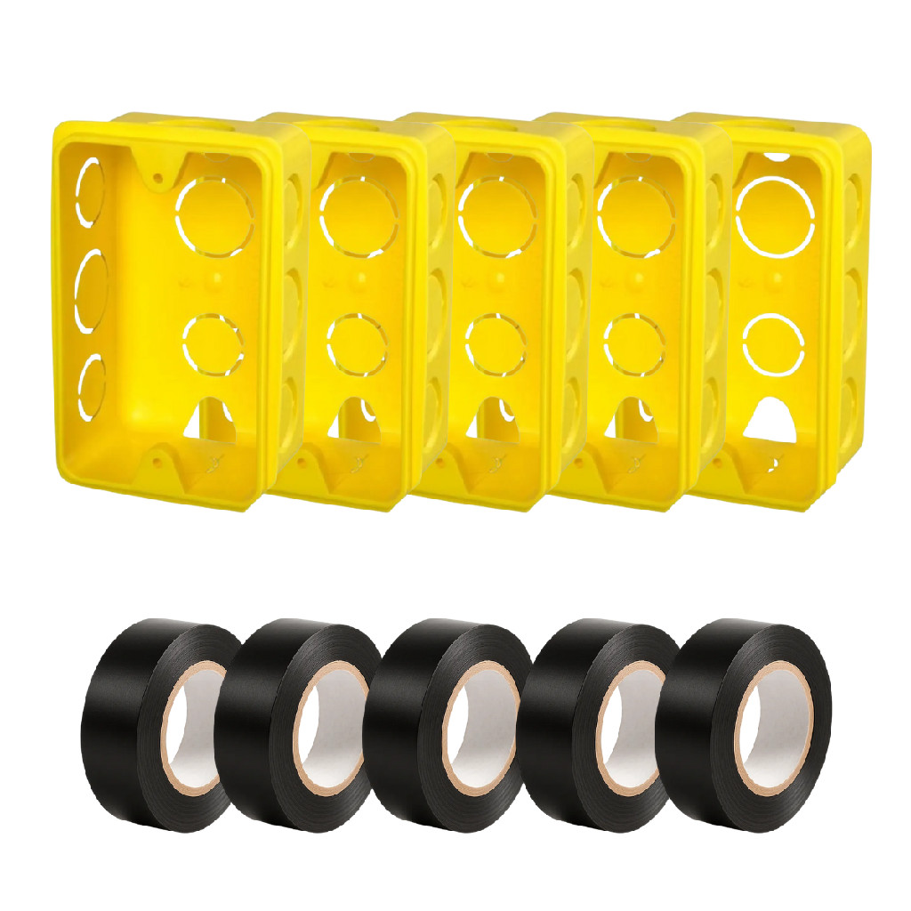 Caixa de Luz Tomada e Interruptor + 5 Fitas Isolantes 5m