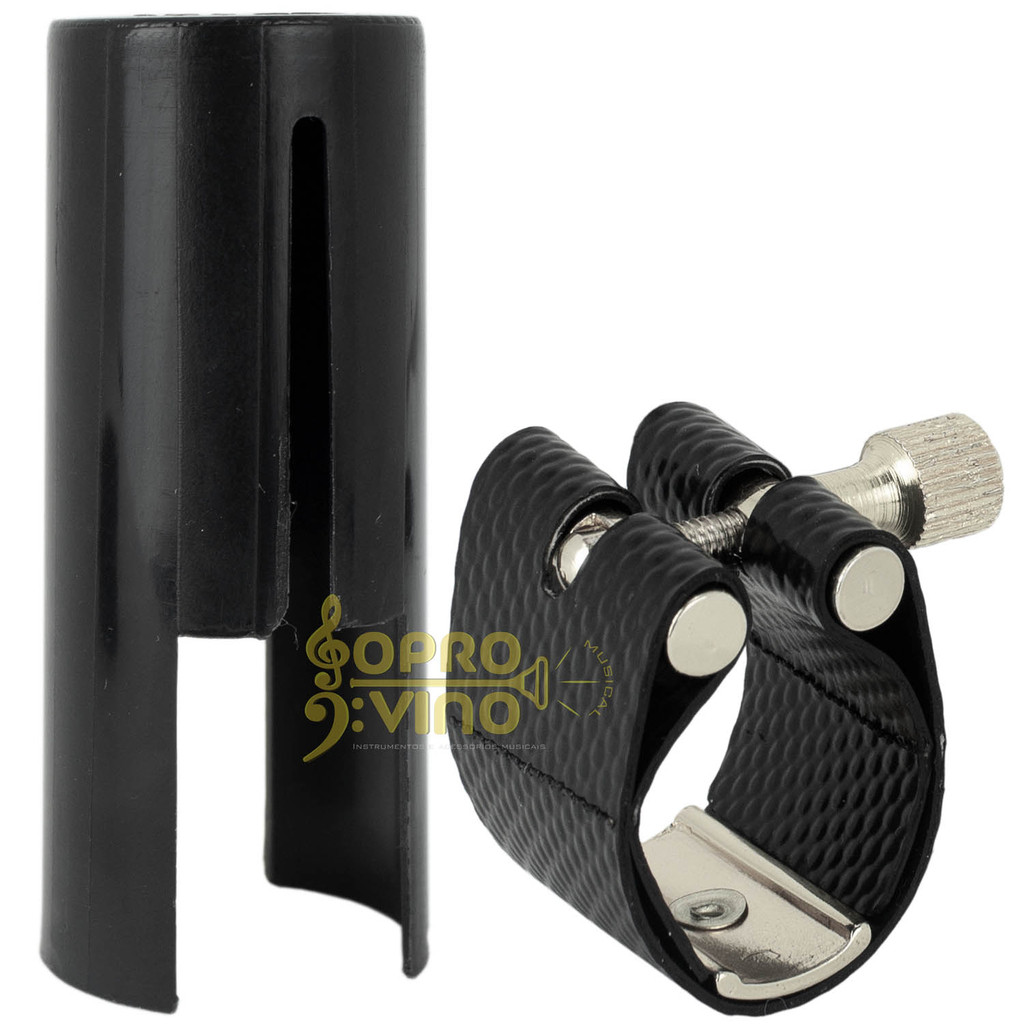 Abraçadeira Clarone Alto Mib Couro Sintético com Ressonador Tampa Freesax BCA-1N