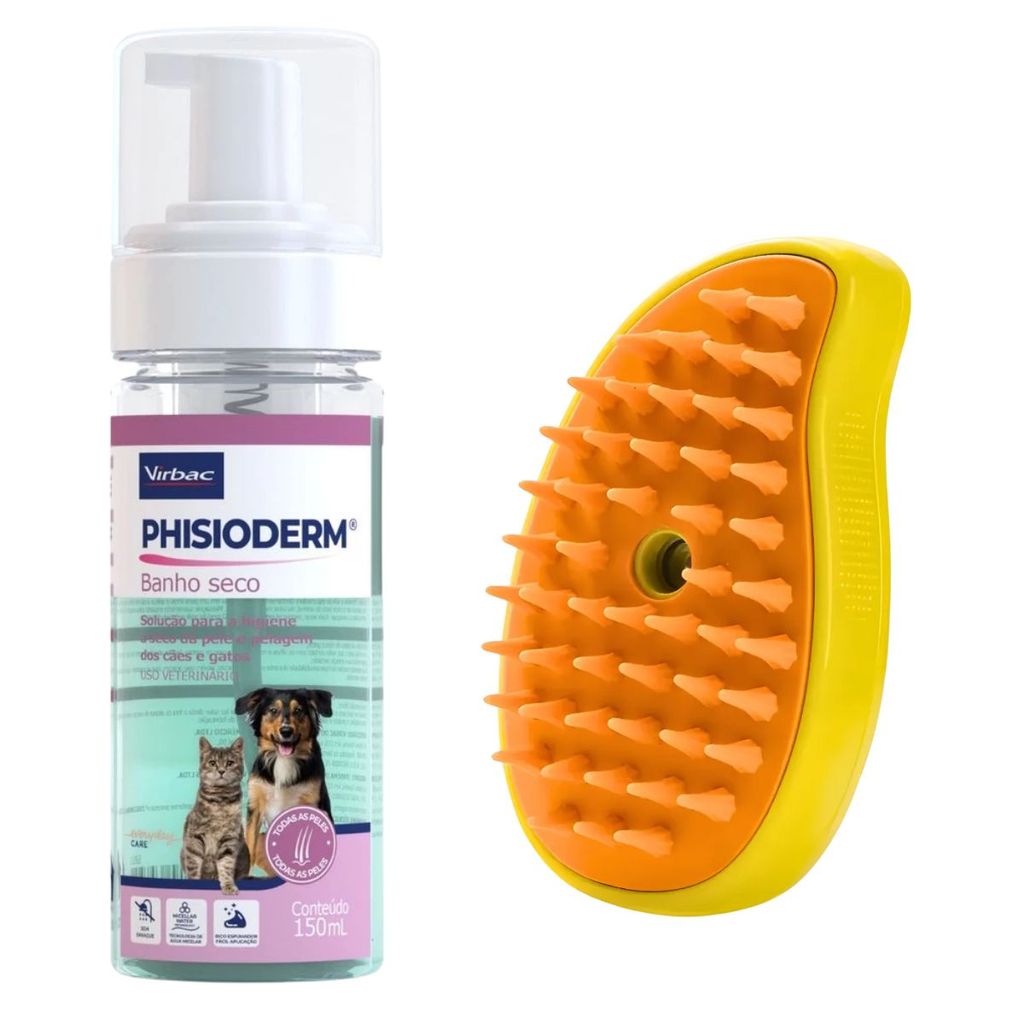 Phisioderm Banho Seco 150ml Para Cães e Gatos + BRINDE