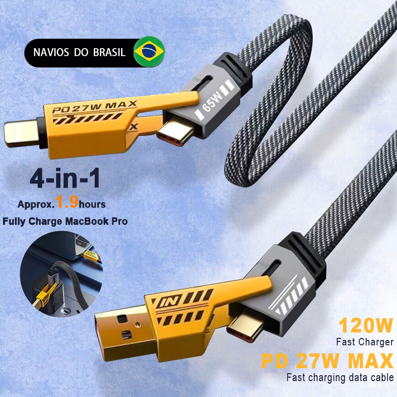 4 Em 1 Estilo Mecânico 65W Carregamento Rápido Dados USB A + C Cabo Para Tipo iOS Fio Cabos Mopo em Oferta na Shopee