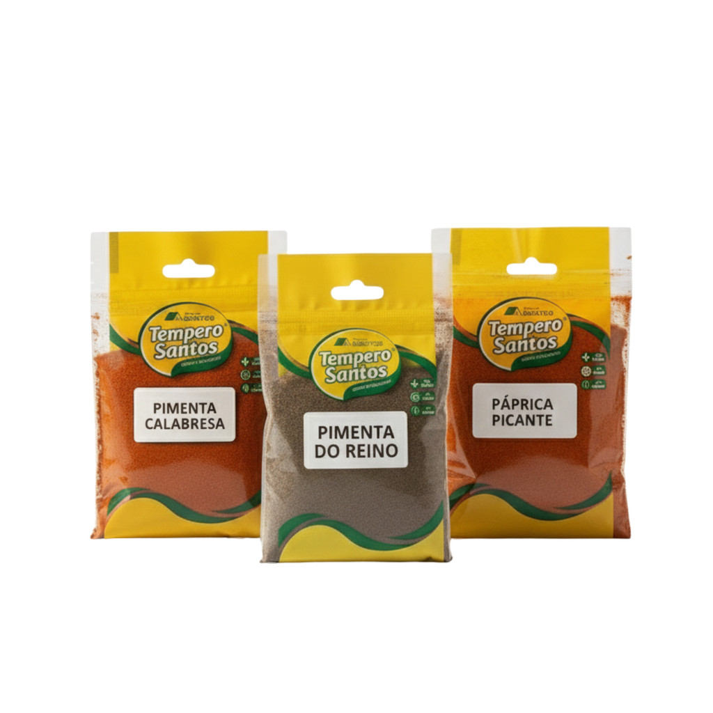 Kit Temperos Picantes 3 Sabores - Páprica Picante 50g / Pimenta Calabresa 50g / Pimenta Do Reino 50g – Tempero Santos