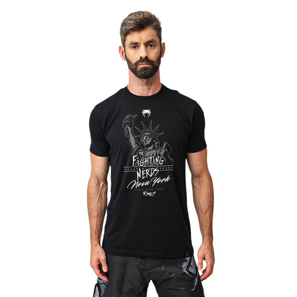 Camiseta Venum Fighting Nerds Nova York Preto Edição UFC 322 em Oferta na Shopee
