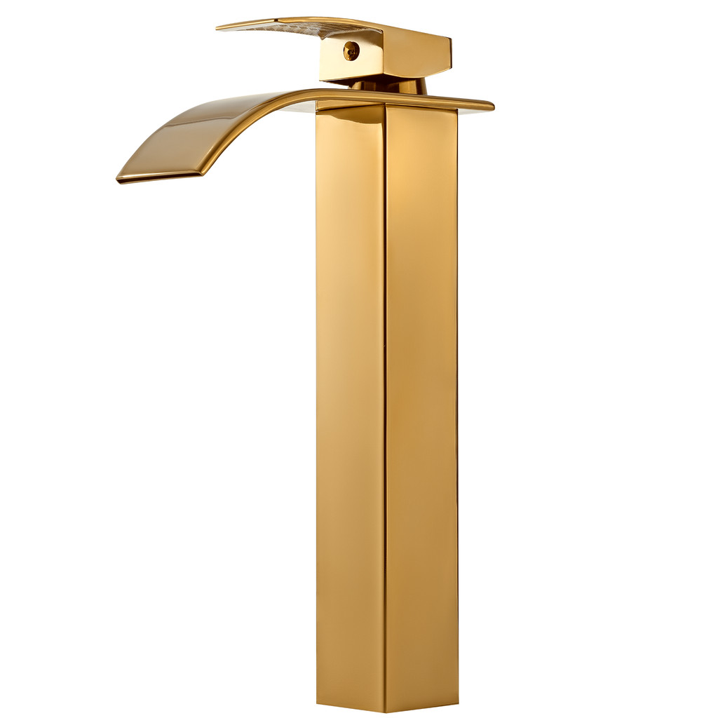 Torneira Cascata Banheiro Bica Alta Monocomando Dourada em Oferta na Shopee