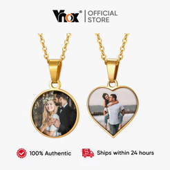Vnox Personalizado Coração Foto Colar Imagem Pingente De Aço Inoxidável Jóias Dos Namorados Presente Para Mulher Mãe