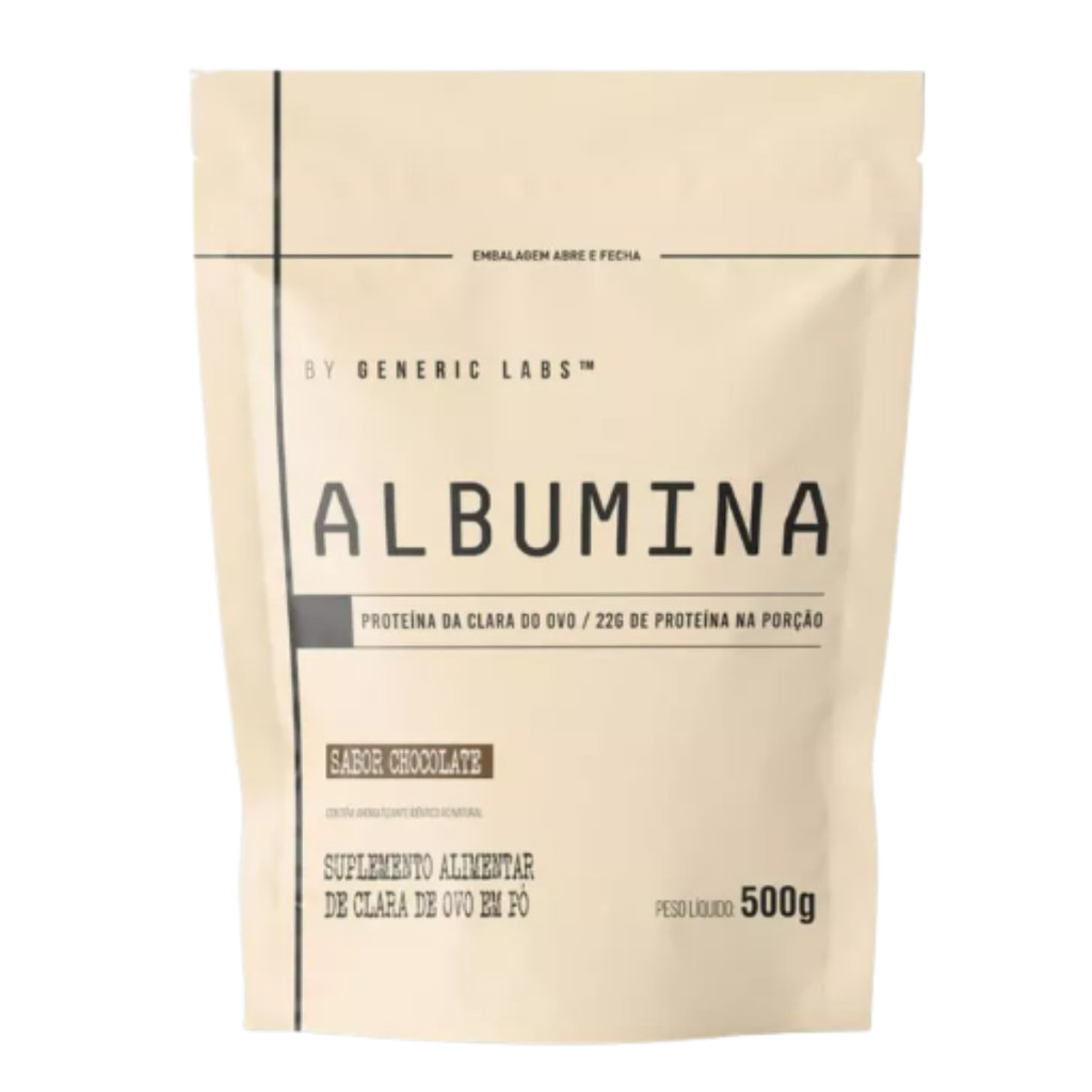 Albumina Pura 500g Generic Labs Suplemento Sabor Chocolate