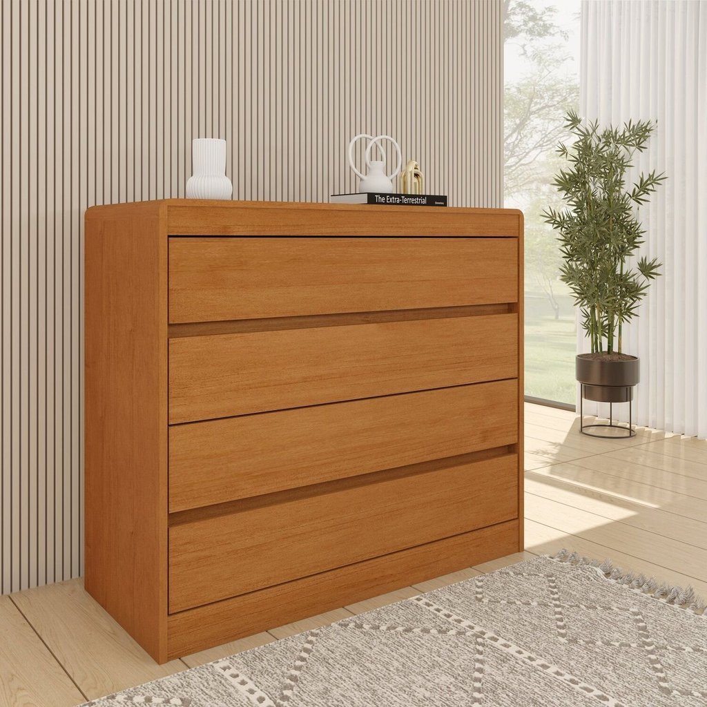 Cômoda 4 Gavetas Orgânica Luna 100% MDF 91cm Yescasa Cinamomo