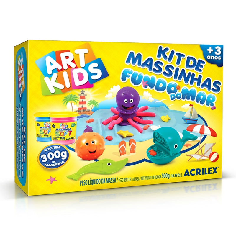 Massinha kit massa de modelar Fundo do Mar Art kids 40037 Acrilex em Oferta na Shopee