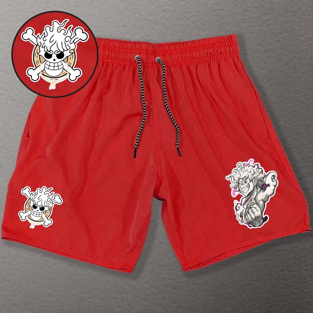 Bermuda Short Elastano Masculino Esportivo Gym Fitness Luffy Academia Corrida Skate Basquete