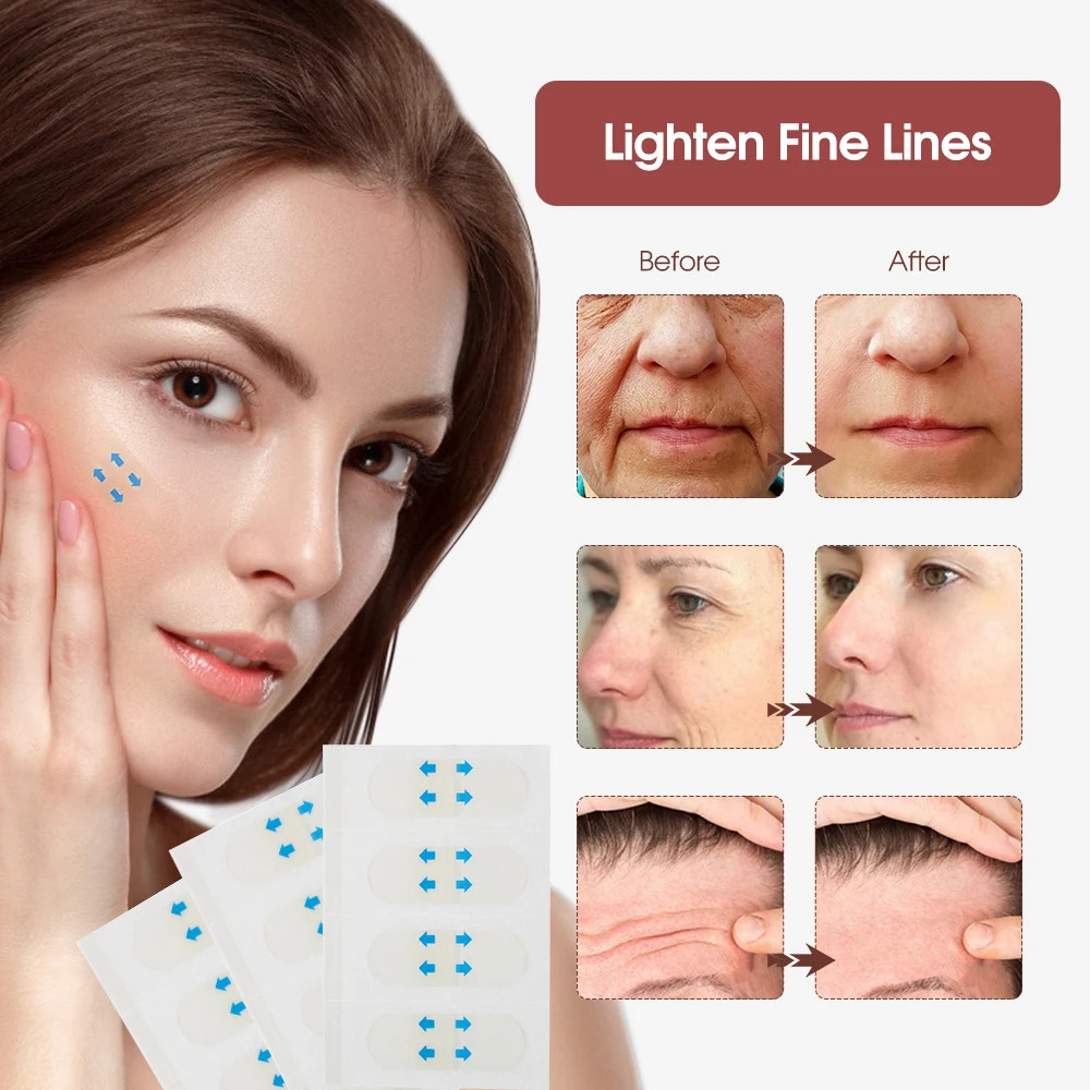 Fita  Adesiva Lifting Facial Invisível Antirrugas Antienvelhecimento Estica Pele Disfarça Rugas c/40