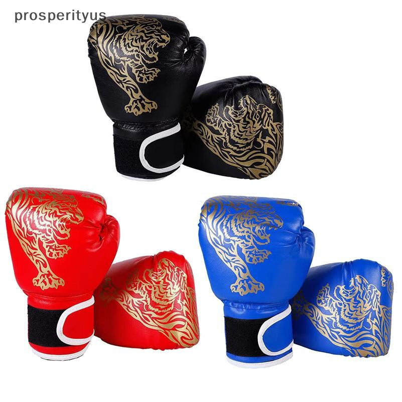 [prosperityus] Luvas De Boxe Profissionais Infantis Combate De Couro PU Respiráveis Treinamento Kickboxing Para Saco De