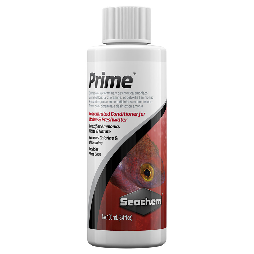 Seachem Prime 100ml Original Condicionador Anticloro Remove Cloro Amônia Aquário Doce Marinho