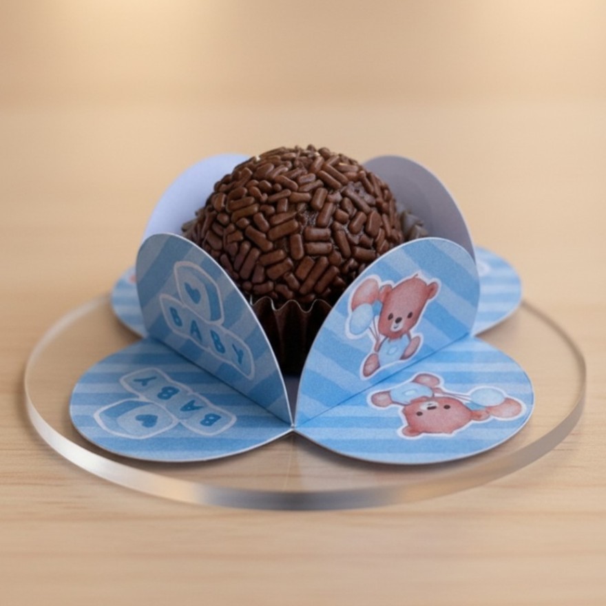 100 Forminhas para doces de 3cm URSINHO AZUL chá de fraldas bebê revelação brigadeiro docinhos kit festa mimos