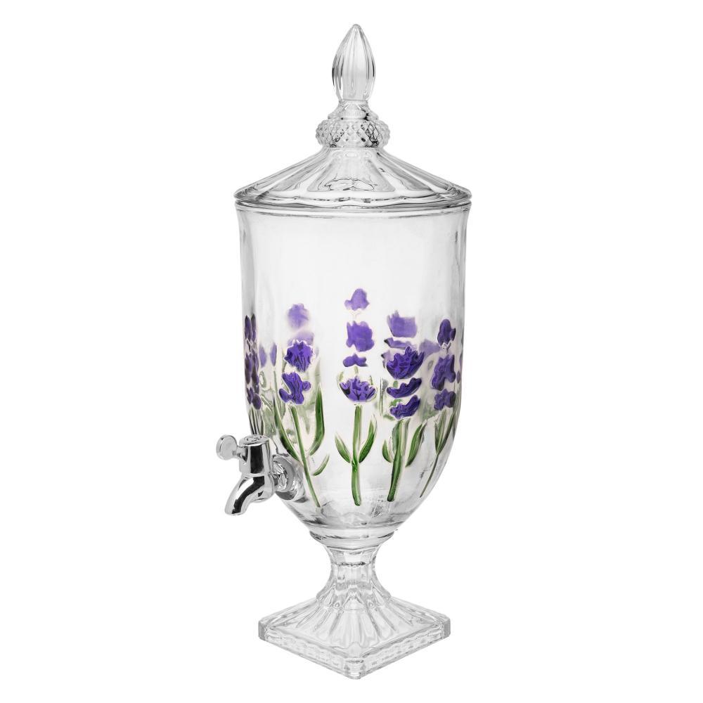 Suqueira com Pé e Tampa Lavanda Hand Painting 4,5L Cristal