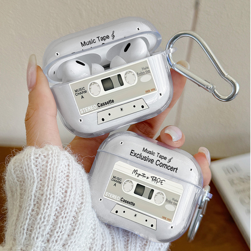 Capa De Fone De Ouvido Para AirPods Pro/Pro2/Pro3 Retro Música Cassete Fita Caso Com Chaveiro 4/3/2/1 Macia