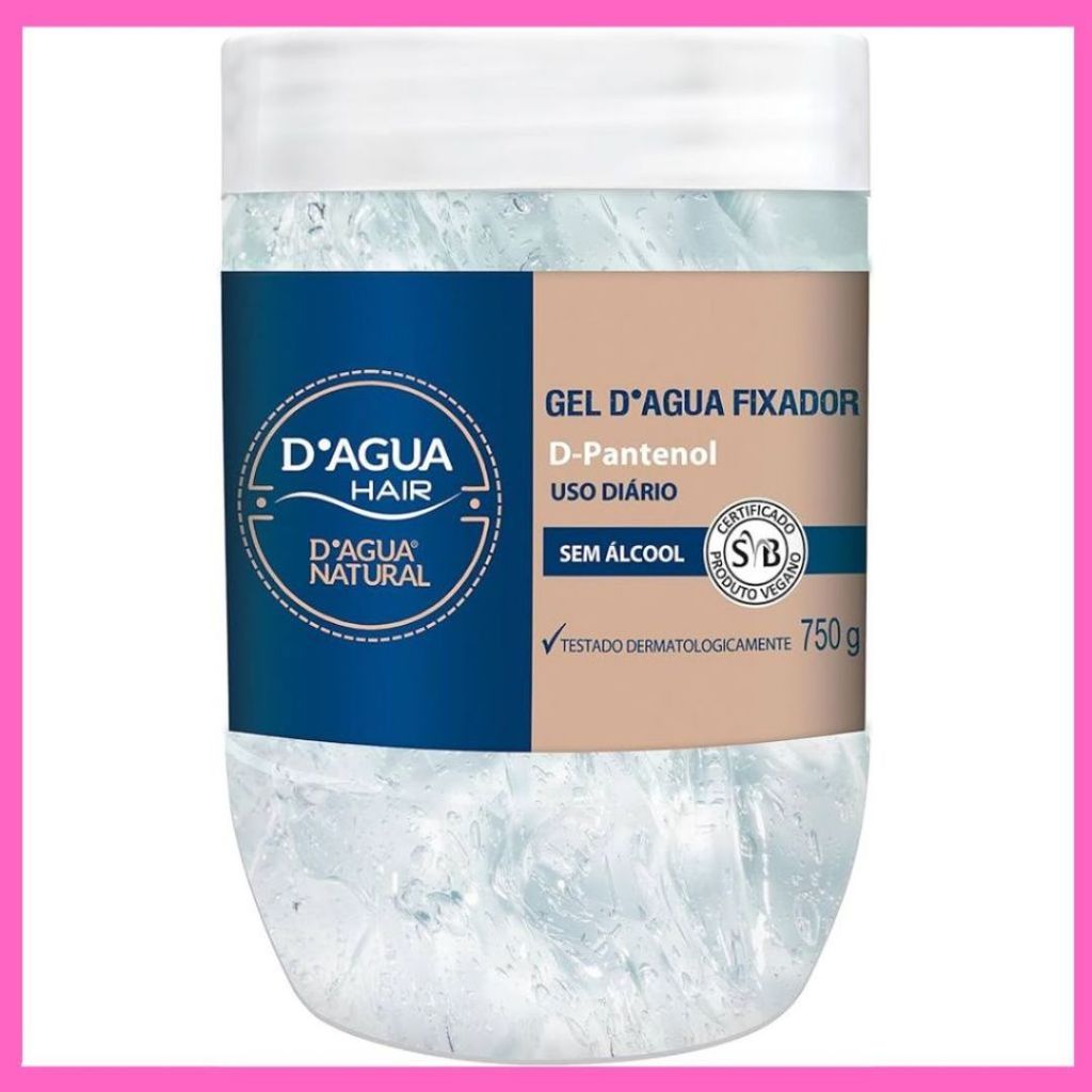 Gel Fixador Dagua Natural D'Agua Hair 750g com Provitamina B5 D-Pantenol Sem Álcool Uso Diário em Oferta na Shopee