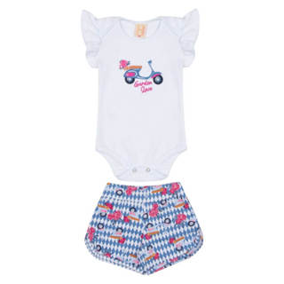 Conjunto Bebê Hrradinhos Body Manga Curta e Shorts Estampado em Oferta na Shopee